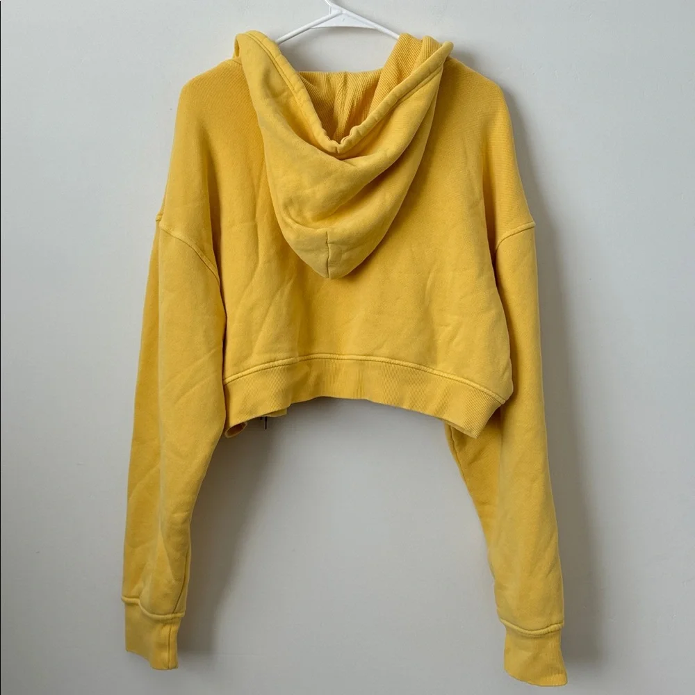 Elwood Cropped Yellow Thick Waffle Knit Lined Hoodie Size: L - Picture 5 of 7